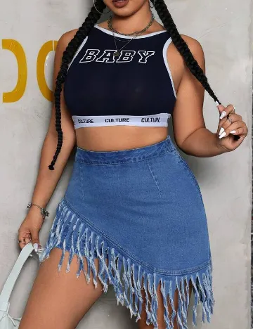 Fusta pantalon SHEIN CURVE, albastru