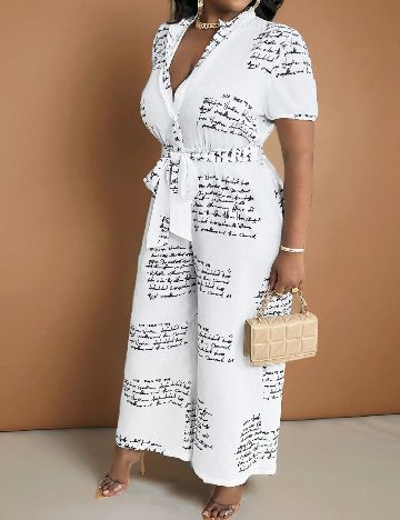 Salopeta SHEIN CURVE, alb