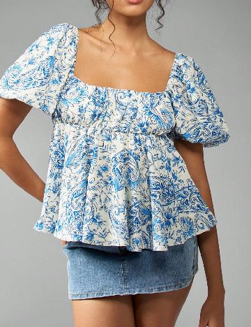 Bluza SHEIN, alb/albastru