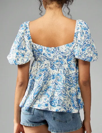 Bluza SHEIN, alb/albastru