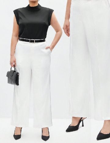 Pantaloni SHEIN CURVE, alb