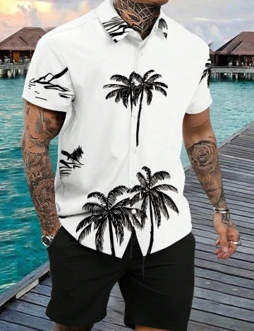 Compleu SHEIN Plus Size Men, alb/negru