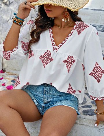 Bluza SHEIN CURVE, alb