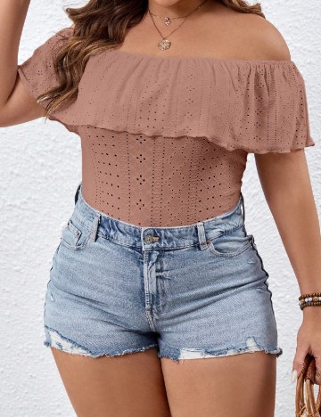 Body SHEIN CURVE, roz pudra inchis