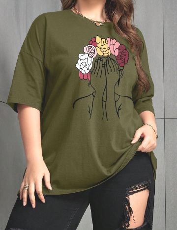 Tricou SHEIN CURVE, verde