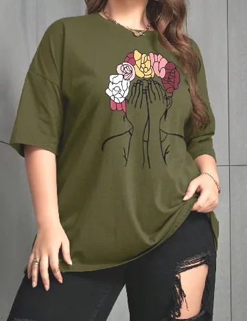 Tricou SHEIN CURVE, verde