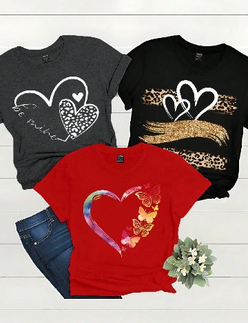 Set Tricouri 3 bucati SHEIN, mix culori