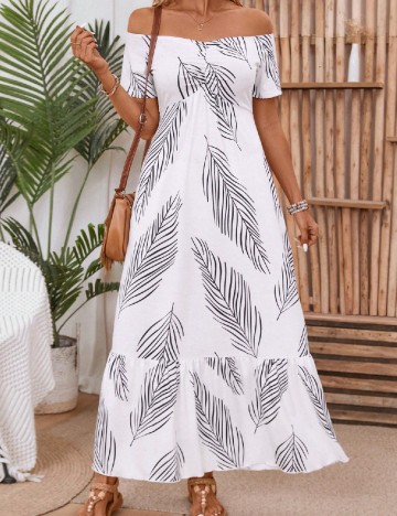 Rochie lunga SHEIN, alb/negru