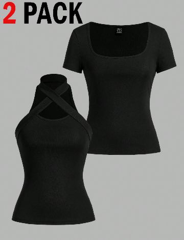 Set topuri 2 bucati SHEIN, negru