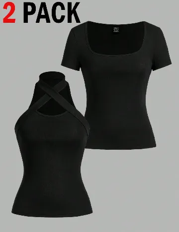 Set topuri 2 bucati SHEIN, negru