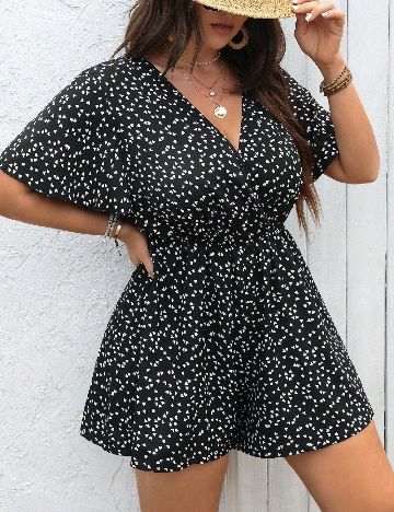 Salopeta SHEIN CURVE, negru/alb