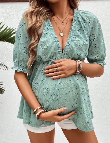Bluza SHEIN Maternity, verde