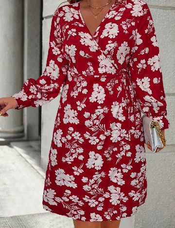 Rochie scurta SHEIN CURVE, rosu/alb