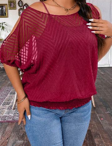 Bluza SHEIN CURVE, grena