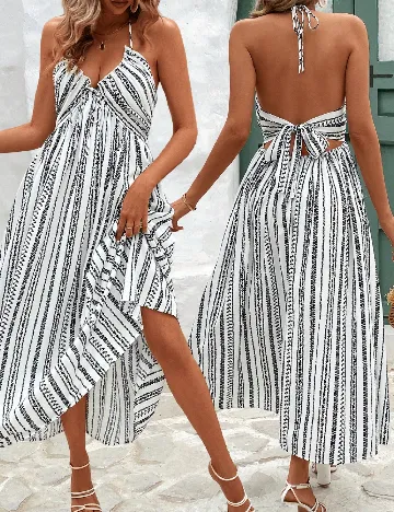 Rochie lunga SHEIN, alb/negru