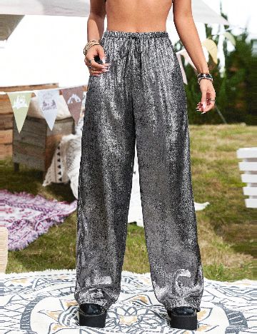 Pantaloni SHEIN, argintiu