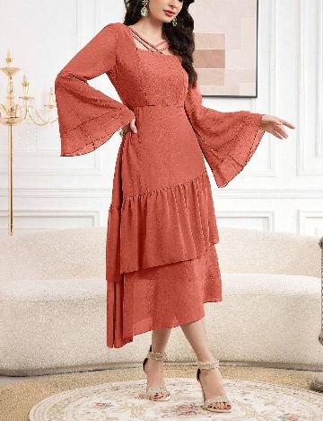 Rochie medie SHEIN, caramiziu