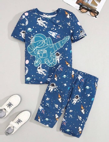 Pijama Shein Kids, albastru