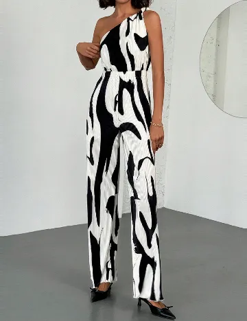 Salopeta SHEIN, alb/negru