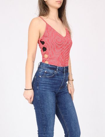 Body Bershka, rosu/alb