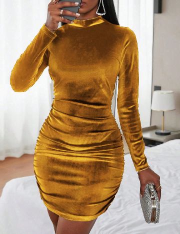 Rochie scurta SHEIN, mustar