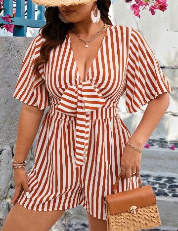 Salopeta SHEIN CURVE, portocaliu/alb