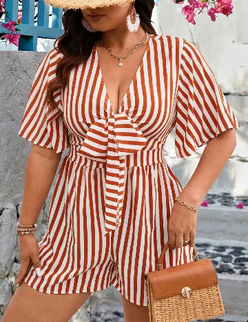 Salopeta SHEIN CURVE, portocaliu/alb