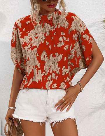 Bluza SHEIN, rosu/crem