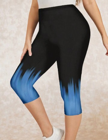 Pantaloni trei sferturi Emery Rose Curve, negru/albastru