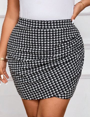 Fusta SHEIN CURVE, negru/alb