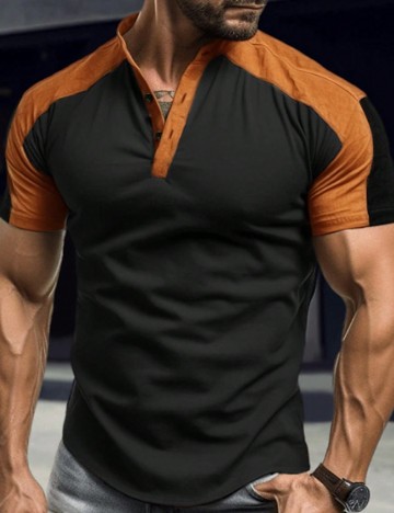 Tricou SHEIN, maro/negru