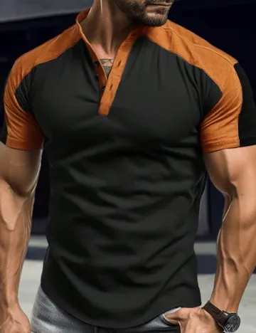 Tricou SHEIN, maro/negru