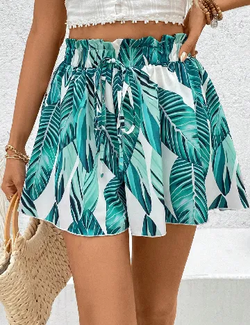 Pantaloni scurti SHEIN, verde/alb