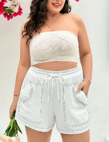 Pantaloni scurti SHEIN CURVE, alb