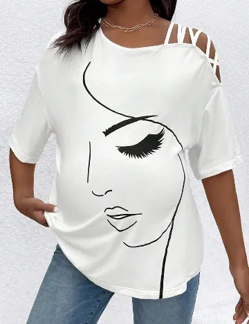 Tricou SHEIN Maternity, alb/negru