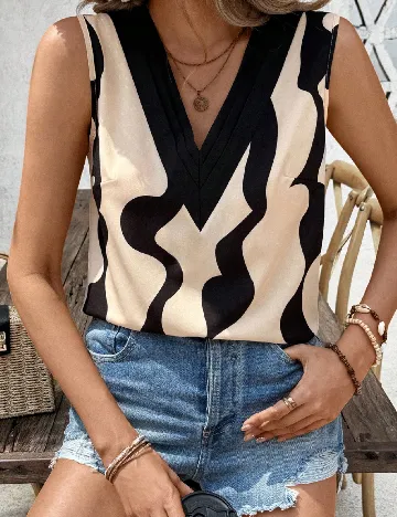 Bluza SHEIN, crem/negru