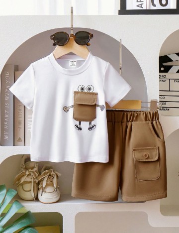 Compleu Shein Kids, maro/alb