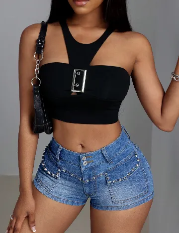 Pantaloni scurti SHEIN, albastru