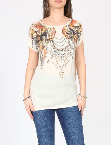 Tricou Bershka, crem