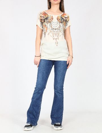 Tricou Bershka, crem