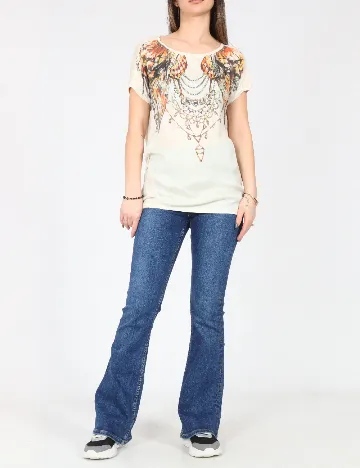 Tricou Bershka, crem