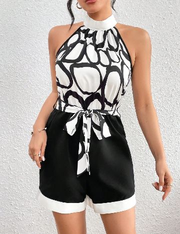 Salopeta SHEIN, negru/alb