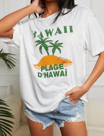 Tricou Oversize SHEIN, alb