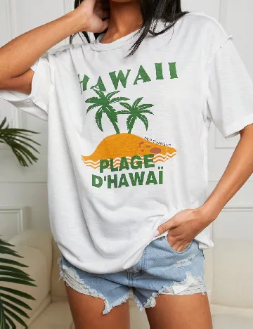 Tricou Oversize SHEIN, alb