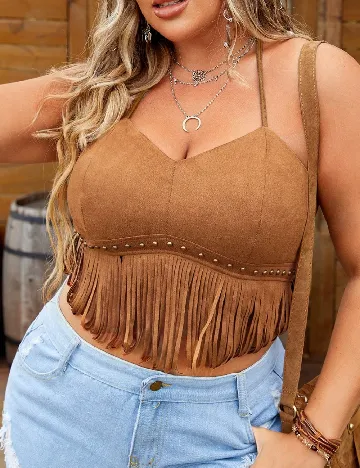 Top SHEIN CURVE, maro deschis