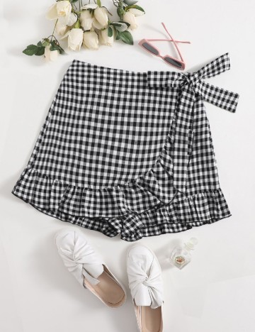 Fusta pantalon SHEIN, alb/negru