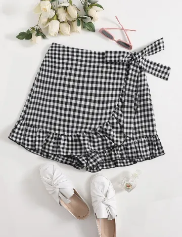 Fusta pantalon SHEIN, alb/negru