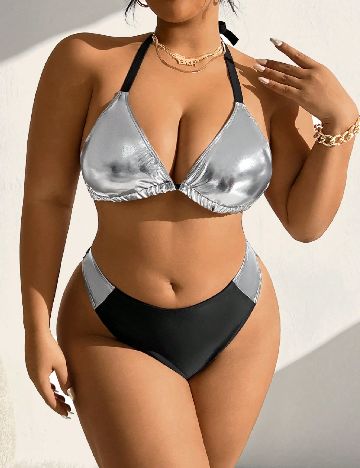 Costum de baie SHEIN CURVE, argintiu