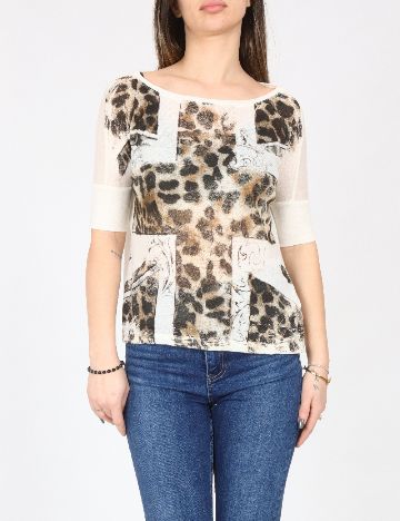 Tricou Bershka, crem