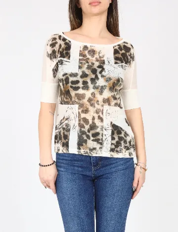 Tricou Bershka, crem